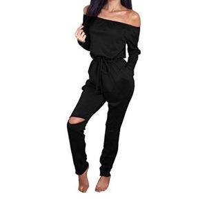 SOLD Off Shoulder Drawstring Jumper/Romper